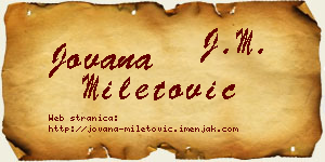Jovana Miletović vizit kartica